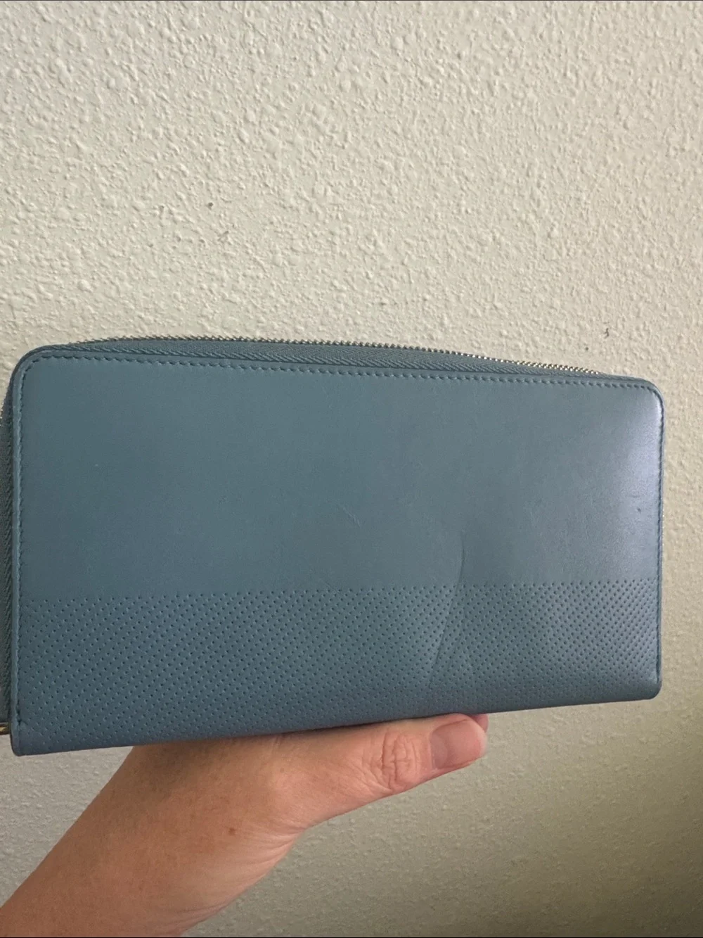 Celine Paris Blue Leather Zip-Around Wallet